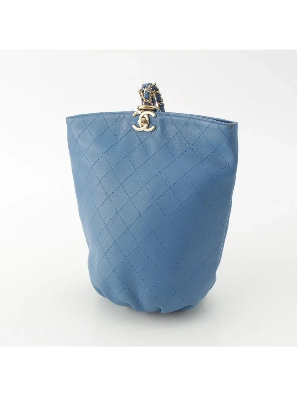 Chanel Quilted Turnlock Chain Backpack Blue